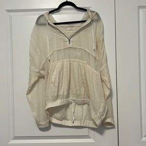 Light-weight baggy quarter-zip hoodie